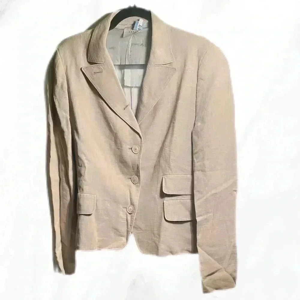 Akris Punto classic stylish blue grey trendy long sleeve 3 faux pocket blazer 12